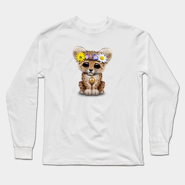 Cute Hippie Leopard Cub Long Sleeve T-Shirt by jeffbartels